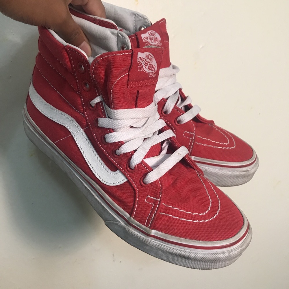 Red Hi-top Vans